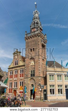 Monnickendam, Netherlands - August 25, 2017: Tower Of The Historic Speeltoren Building In Monnickend