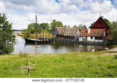 The Medieval Houses And Boats In The Middle Ages Center, The Experimental Living History Museum In S