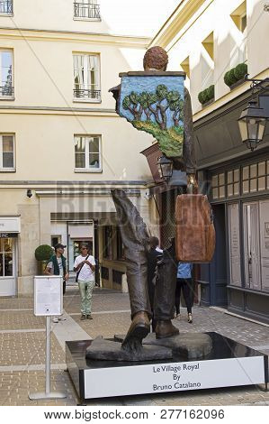 Paris, France - September 3, 2018: Street Exposure Of The Artworks Of Bruno Catalano On The Parisian