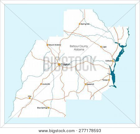 Detailed And Large Map Of Barbour County In Alabama, Usa