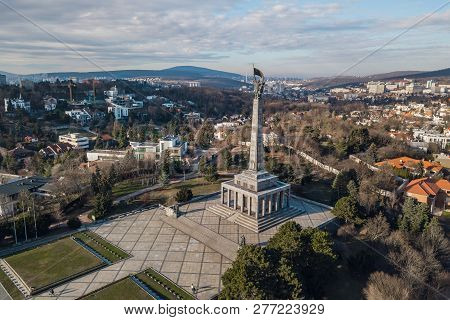 Aerial View Of Slavin War Memorial In Bratislava, Slovakia