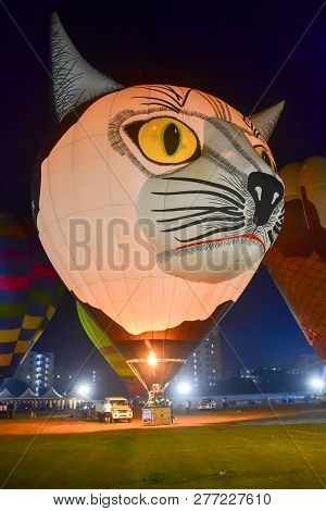 Chennai, Tamilnadu - India, January 6, 2019 : White Cat Balloon In Hot Air Ballon Festival
