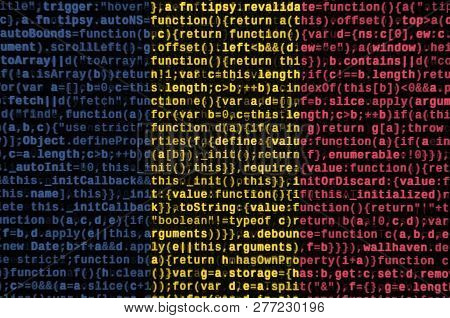 Chad Flag  Is Depicted On The Screen With The Program Code. The Concept Of Modern Technology And Sit
