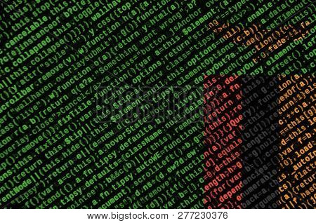 Zambia Flag  Is Depicted On The Screen With The Program Code. The Concept Of Modern Technology And S