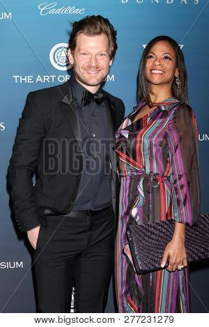LOS ANGELES - JAN 5:  Jared Lehr, Cisely Saldana at the Art of Elysium 12th Annual HEAVEN Celebration at a Private Location on January 5, 2019 in Los Angeles, CA