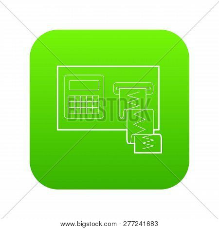 Cardiograph Icon Green Vector Isolated On White Background