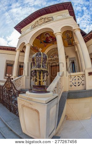 Bucharest, Romania - July 17, 2018:detail Of Buildings In The Internal Court Of The Romanian Orthodo