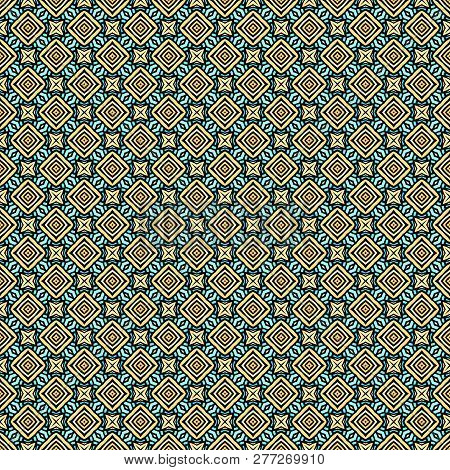 Retro Geometric Pattern In Repeat. Fabric Print. Seamless Background, Mosaic Ornament, Vintage Style