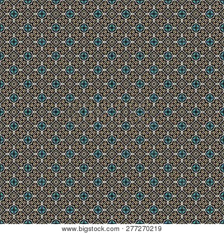 Retro Geometric Pattern In Repeat. Fabric Print. Seamless Background, Mosaic Ornament, Vintage Style