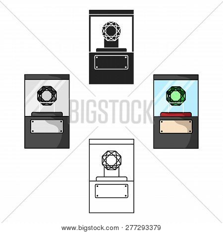 Diamond On A Pedestal Icon In Cartoon Style Isolated On White Background. Museum Symbol Stock Vector