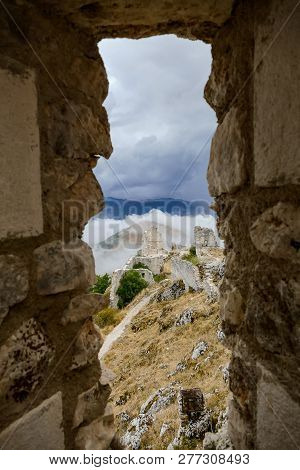 Rocca Calascio Old Italian Castle Location Film Of Famous Film The Name Of The Rose