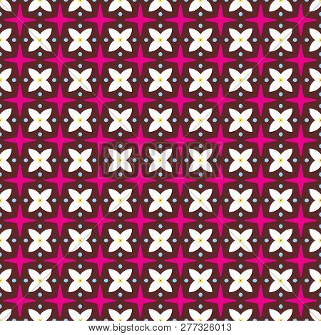 Retro Geometric Pattern In Repeat. Fabric Print. Seamless Background, Mosaic Ornament, Vintage Style