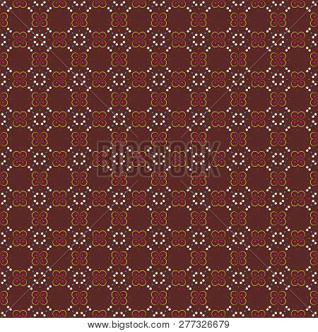Retro Geometric Pattern In Repeat. Fabric Print. Seamless Background, Mosaic Ornament, Vintage Style
