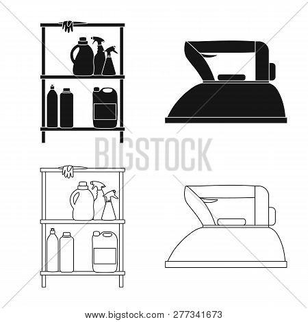 Vector Illustration Of Laundry And Clean Sign. Collection Of Laundry And Clothes Vector Icon For Sto