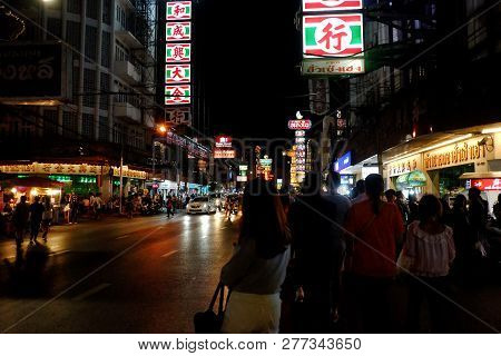 Bangkok, Thailand - November 24,2018 - A Night Life At China Town (known As Yaowarat) In Downtown Of