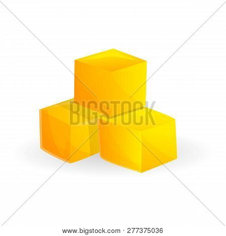 Cube Of Mango Icon. Cartoon Of Cube Of Mango Icon For Web Design Isolated On White Background