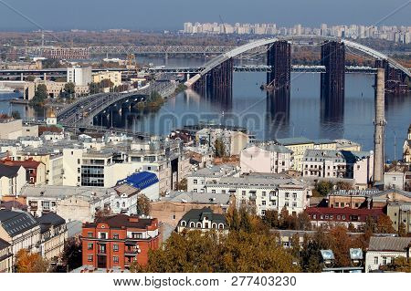 The Bridge, Which Is Being Repaired, Is On The Other Side Of The City. Beautiful View Of The City. T
