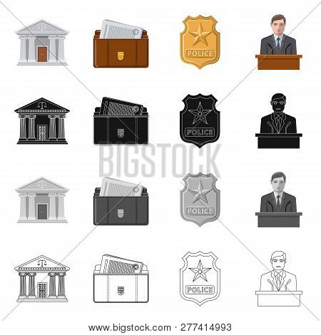 Vector Design Of Law And Lawyer Icon. Set Of Law And Justice Vector Icon For Stock.