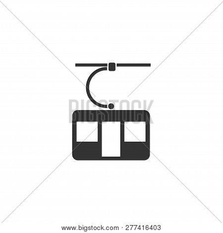 Ropeway Cabines. Black Icon Flat On White Background