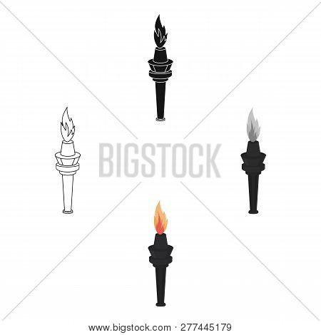 Street Lamp In The Form Of A Torch With An Open Fire.lamppost Single Icon In Cartoon Style Vector Sy