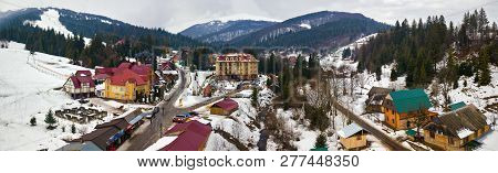 Panorama Of Ski Resort Pilipets In Carpathian Mountains.