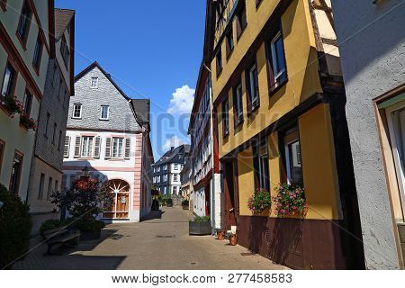 Ancient Historical Town Diez An Der Lahn , Rhineland-palatinate, Germany.  Old Town. Historic Half-t