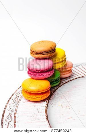 Macaroons For Dessert On A White Background