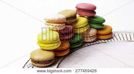 Macaroons For Dessert On A White Background