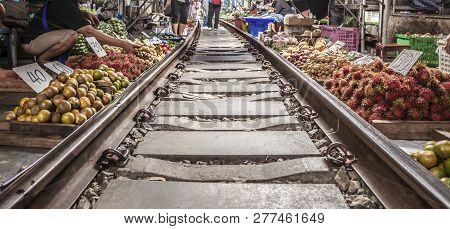 Maeklong Railway Market, A Local Market Commonly Called Siang Tai (life-risking) Market. It Is Consi