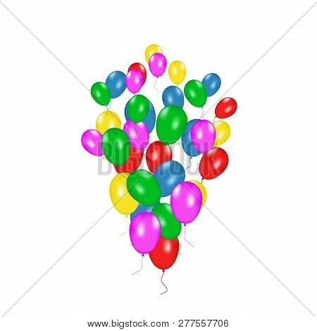 Color Composition Of Vector Realistic Balloons Isolated On White Background. Balloons Isolated. For 
