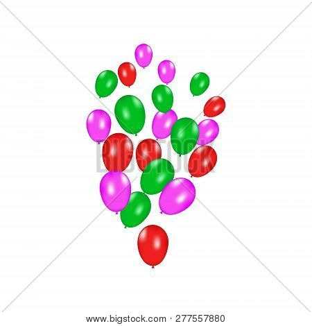 Color Composition Of Vector Realistic Balloons Isolated On White Background. Balloons Isolated. For 