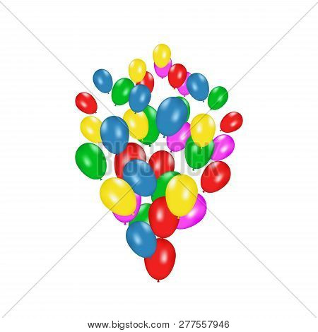 Color Composition Of Vector Realistic Balloons Isolated On White Background. Balloons Isolated. For 