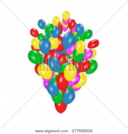 Color Composition Of Vector Realistic Balloons Isolated On White Background. Balloons Isolated. For 