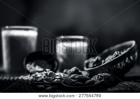 Close Up Of Popular Indian And Asian Winter Drink On Brown Colroed Gunny Bag's Surface I.e. Kharek K