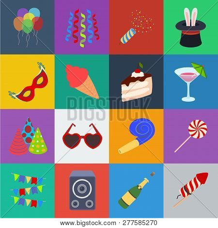 Party, Entertainment Cartoon Icons In Set Collection For Design. Celebration And Treat Vector Symbol
