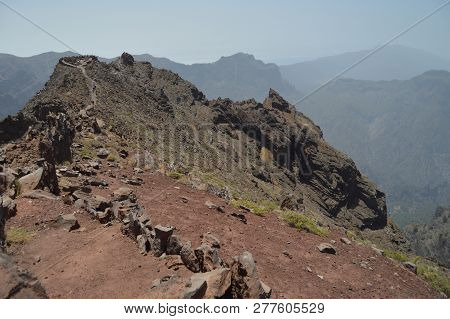 Road Leading To The Highest Point Of The Caldera De Taburiente National Park. Travel, Nature, Holida