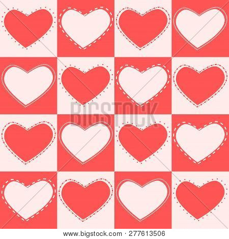 Seamless Pattern With Red And Bright Hearts