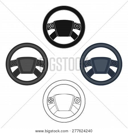 Steering Wheel Single Icon In Cartoon, Outline, Black Style For Design.car Maintenance Station Vecto