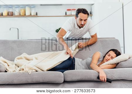 Her Wife Sleeps On The Couch While