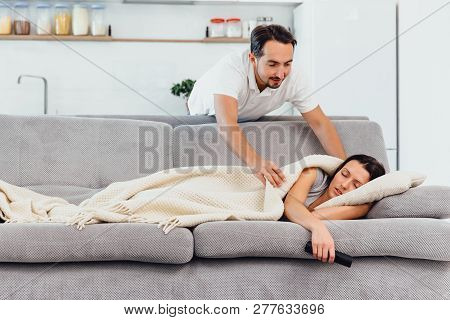 Her Wife Sleeps On The Couch While