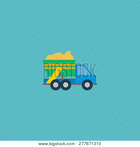Garbage Truck Icon Flat Element. Vector Illustration Of Garbage Truck Icon Flat Isolated On Clean Ba