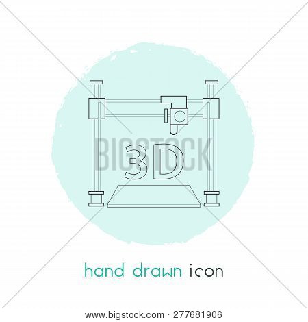 3d Printer Icon Line Element.  Illustration Of 3d Printer Icon Line Isolated On Clean Background For