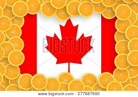 Canada Flag  In Fresh Citrus Fruit Slices Frame