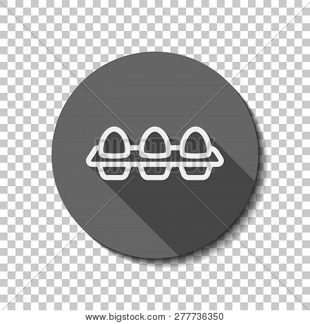 Egg Tray, Linear Outline Icon. Flat Icon, Long Shadow, Circle, Transparent Grid. Badge Or Sticker St