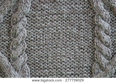 Texture Of Gray Wool With A Aran