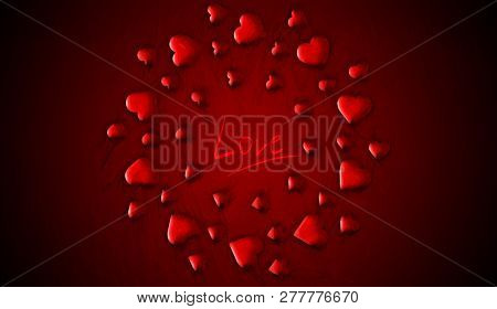 Beautiful Red Pattern Hearts Background For Copy Space.love Card . Wedding Party Flyer Or Printing, 