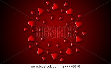 Beautiful Red Pattern Hearts Background For Copy Space.love Card . Wedding Party Flyer Or Printing, 
