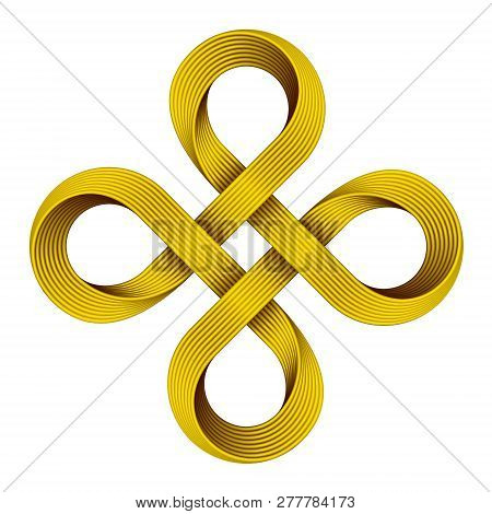 Bowen Cross Symbol Made Of Golden Strip. Vector Illustration Isolated On White Background.
