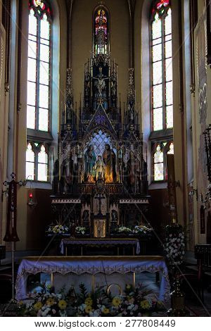 Tarnow, Poland - May 01, 2014: Interior Of The Gothic Catholic Church Of The Holy Family