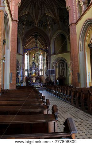 Tarnow, Poland - May 01, 2014: Interior Of The Gothic Catholic Church Of The Holy Family